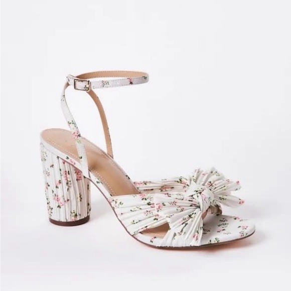 JustFab Shoes - Floral Chiffon Block Heels
